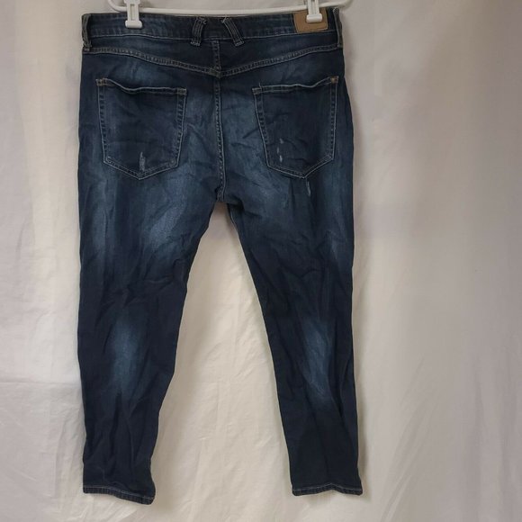 MNG Womens 14 Lonny Boyfriend Factory Distressed Slim Leg Denim Jeans 36x28 - Picture 5 of 11